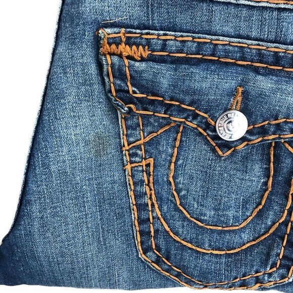 RARE Double Stitch True Religion Jeans Size 32 STRAIGHT SUPER T Blue - Picture 11 of 11